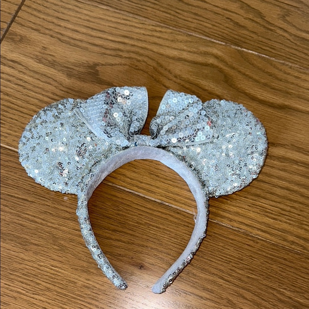 Silver Sequin Minnie Mouse Authentic Disney Ears Headband
